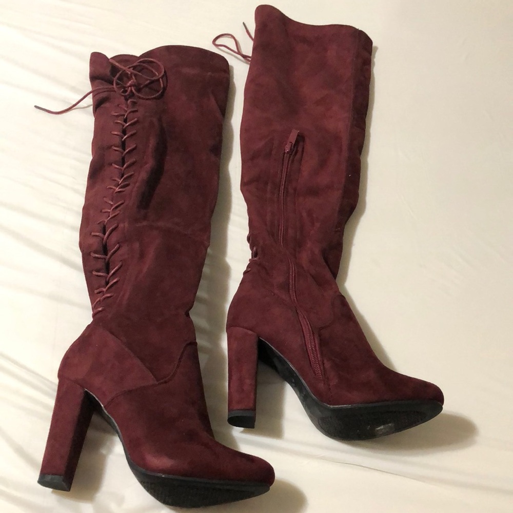 knee high boots, wine color🍷🍷
